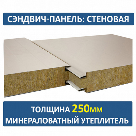Сэндвич-панель трехслойная с минеральной ватой толщиной 250мм